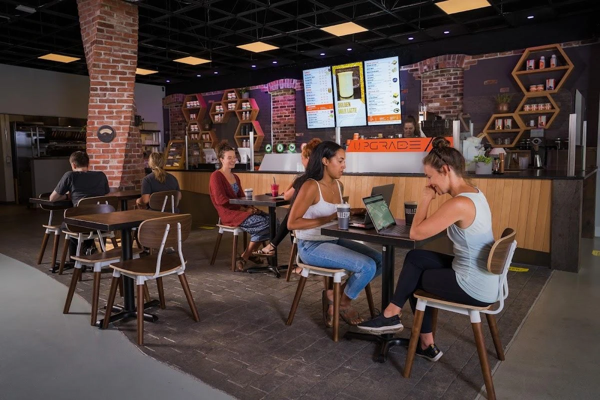 Modern service counter with custom millwork and integrated storage